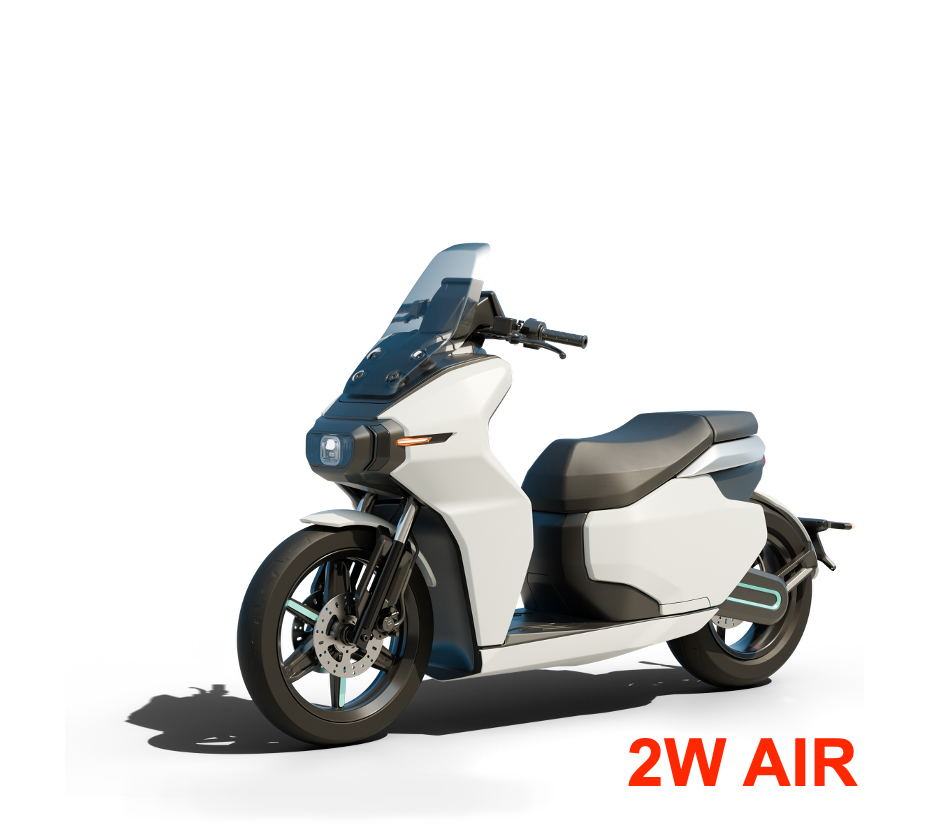 Futuristic electric vehicle on a city street, showcasing sustainable urban mobility.